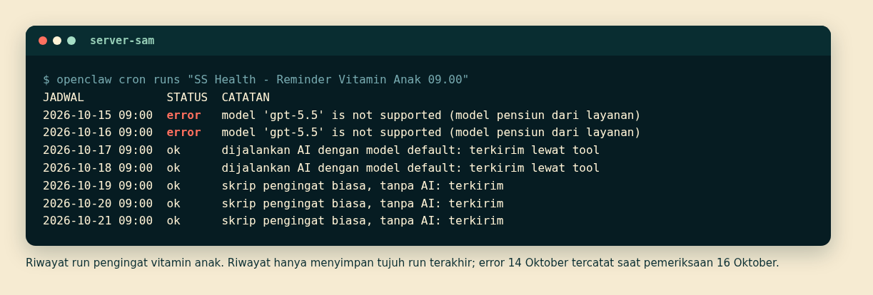 Riwayat run pengingat vitamin anak