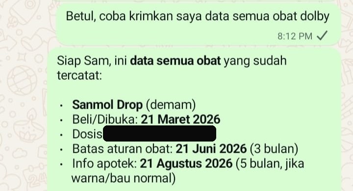 Catatan obat di grup kesehatan keluarga, dosis disensor
